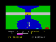 River Raid for ZX Spectrum - Destroy the tank on the bridge for bonus points!