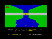 River Raid for ZX Spectrum - Blast the bridge to complete this level!