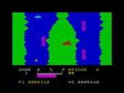 River Raid for ZX Spectrum - The river splits into two parts making for some narrow passages...