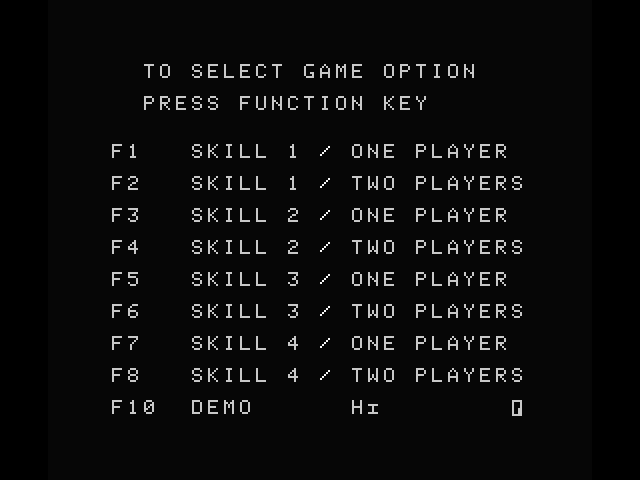 River Raid MSX Screenshot: Select a game option.