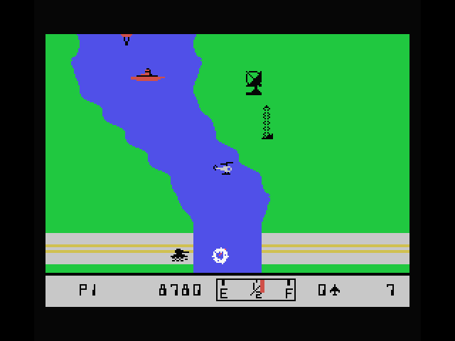 River Raid MSX Screenshot: Oh no, a tank destroyed my plane!