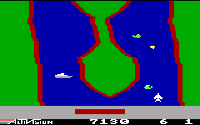 River Raid IBM PC/Compatibles Screenshot: Watch out, don't crash!
