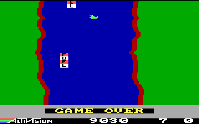River Raid IBM PC/Compatibles Screenshot: Game over.