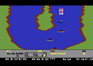River Raid for Atari 8-bit - Title screen and game demo mode.