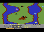 River Raid for Atari 8-bit - The river can get narrow!