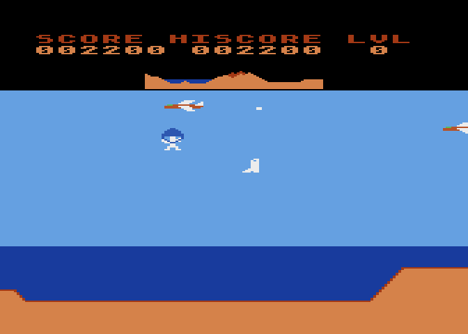 Rosen's Brigade Atari 8-bit Screenshot: Your plane can fly up, down, left, or right...