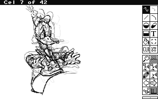 The Animation Studio IBM PC/Compatibles Screenshot: A demo of donald duck is included.