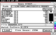 The Animation Studio for IBM PC/Compatibles - Loading a file.