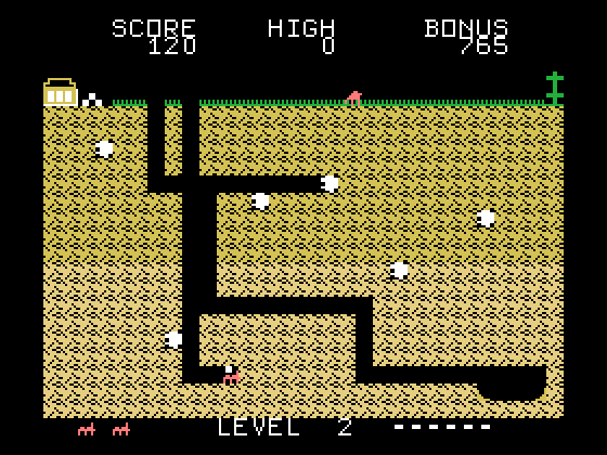 Anteater TI-99/4A Screenshot: Carrying food back home...