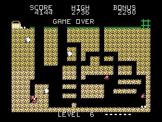 Anteater TI-99/4A Screenshot: Game over.