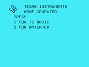 Anteater for TI-99/4A - TI-99/4A main menu.