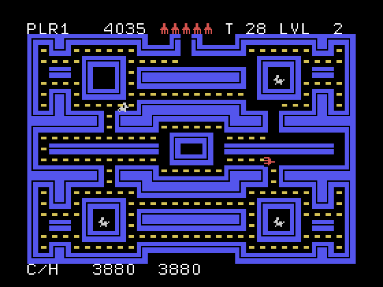 Rotor Raiders TI-99/4A Screenshot: Clean up all of the footprints before the mice make more...
