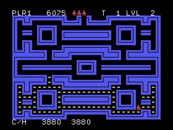 Rotor Raiders TI-99/4A Screenshot: All of the mice have been captured, now clean up the footprints.