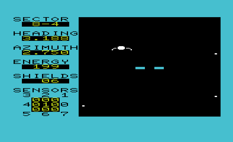 Shootout at the OK Galaxy Commodore VIC-20 Screenshot: Enemy fighter spotted!