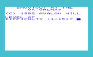 Shootout at the OK Galaxy for Commodore VIC-20 - Title screen and difficulty selection.