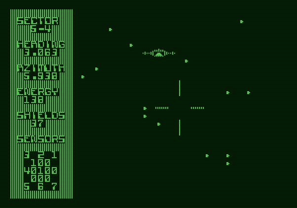 Shootout at the OK Galaxy Apple II Screenshot: Resupply at this base...