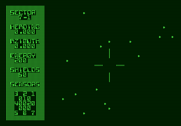 Shootout at the OK Galaxy Apple II Screenshot: Game start.