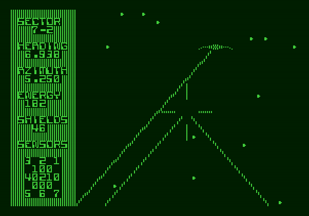 Shootout at the OK Galaxy Apple II Screenshot: Fire! And I missed my target...