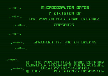 Shootout at the OK Galaxy for Apple II - Title screen.