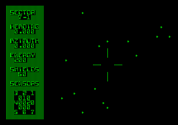 Shootout at the OK Galaxy Apple II Screenshot: Game start.