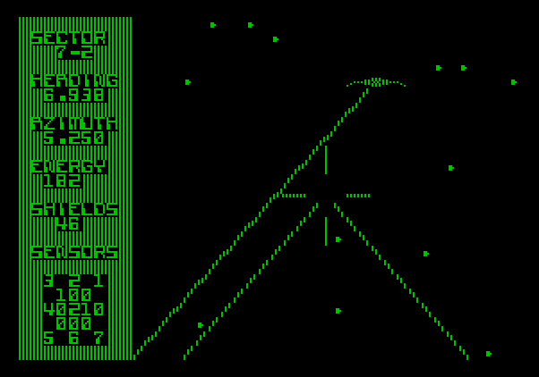 Shootout at the OK Galaxy Apple II Screenshot: Fire! And I missed my target...