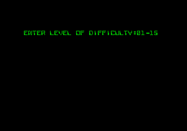 Shootout at the OK Galaxy Apple II Screenshot: What level of difficulty do you want?