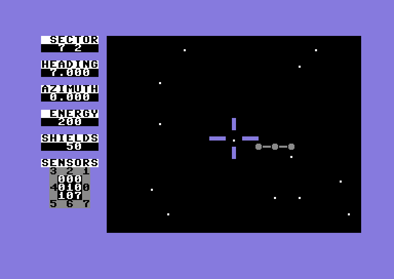 Shootout at the OK Galaxy Commodore 64 Screenshot: Here's one of my starbases...