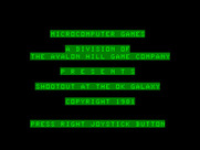 Shootout at the OK Galaxy for TRS-80 Color Computer - Title screen.