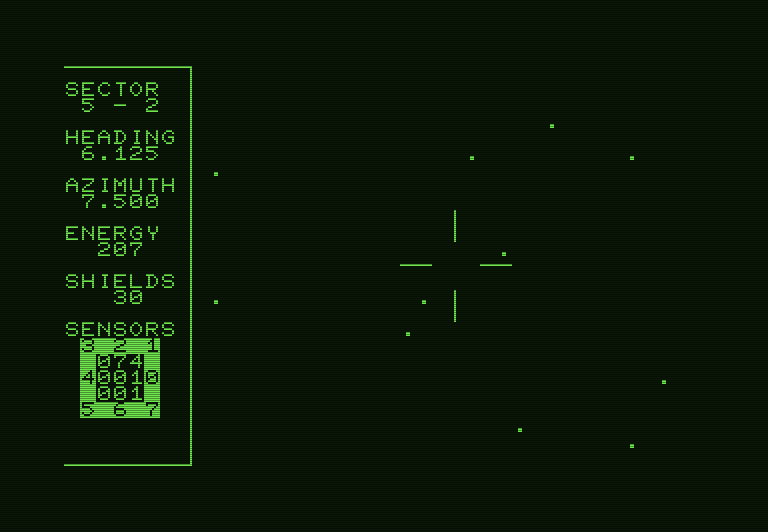 Shootout at the OK Galaxy Commodore PET Screenshot: Game start.