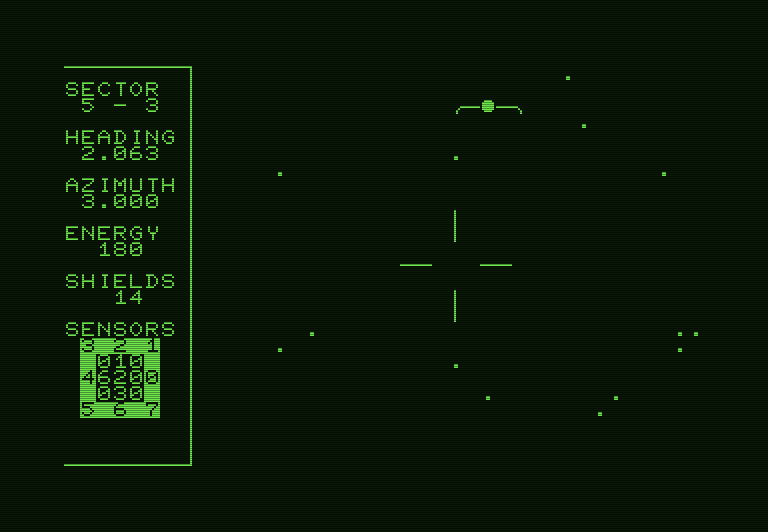 Shootout at the OK Galaxy Commodore PET Screenshot: These enemies are quick...