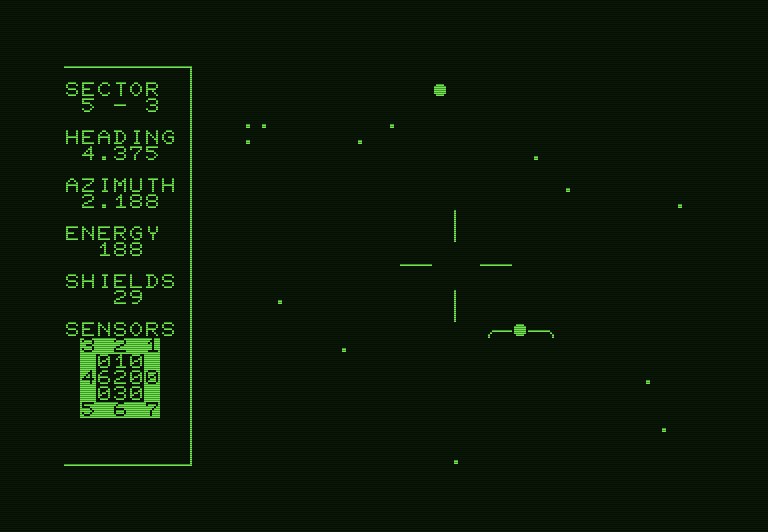 Shootout at the OK Galaxy Commodore PET Screenshot: Enemy spotted!
