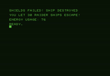 Shootout at the OK Galaxy for Commodore PET - Game over.