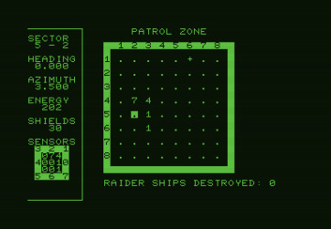 Shootout at the OK Galaxy for Commodore PET - Use the map to see where enemies are located.