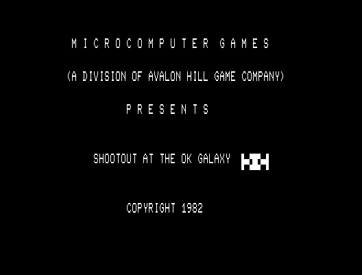 Shootout at the OK Galaxy TRS-80 Screenshot: Title screen.
