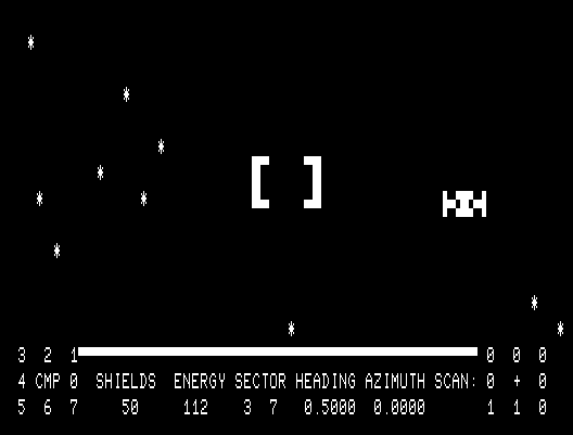 Shootout at the OK Galaxy TRS-80 Screenshot: The next enemy appears...