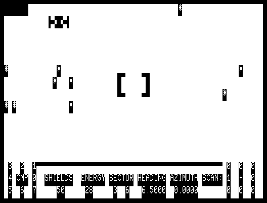 Shootout at the OK Galaxy TRS-80 Screenshot: Enemy attacks, and I'm hit!