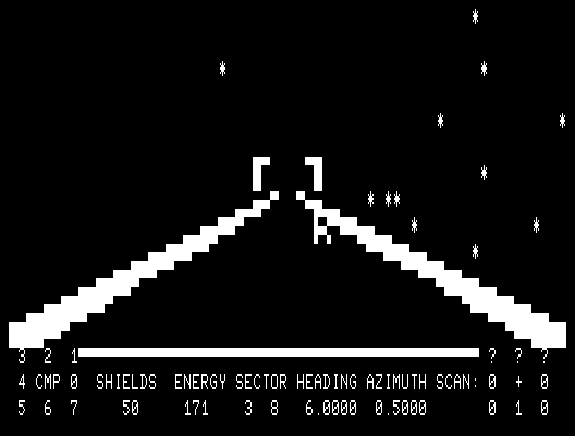 Shootout at the OK Galaxy TRS-80 Screenshot: Fire! And, I missed...