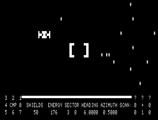 Shootout at the OK Galaxy TRS-80 Screenshot: Enemy spotted!