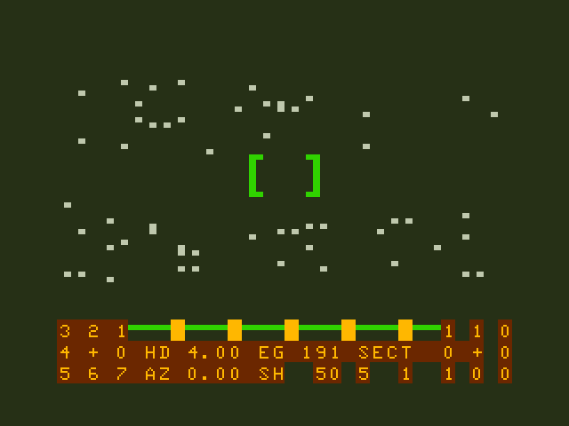 Shootout at the OK Galaxy TRS-80 Color Computer Screenshot: Entering hyperspace!
