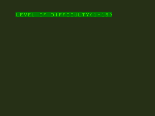 Shootout at the OK Galaxy TRS-80 Color Computer Screenshot: Select a level of difficulty.