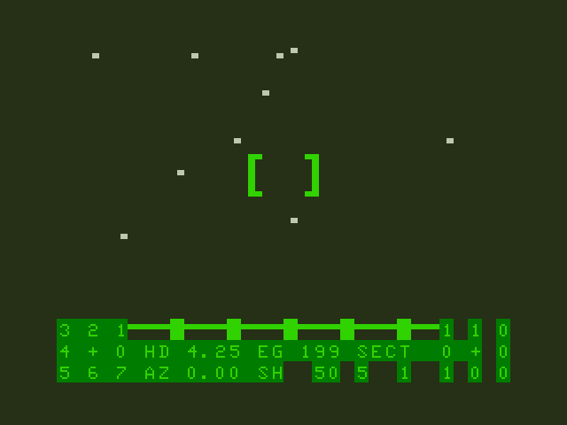 Shootout at the OK Galaxy TRS-80 Color Computer Screenshot: Game start.