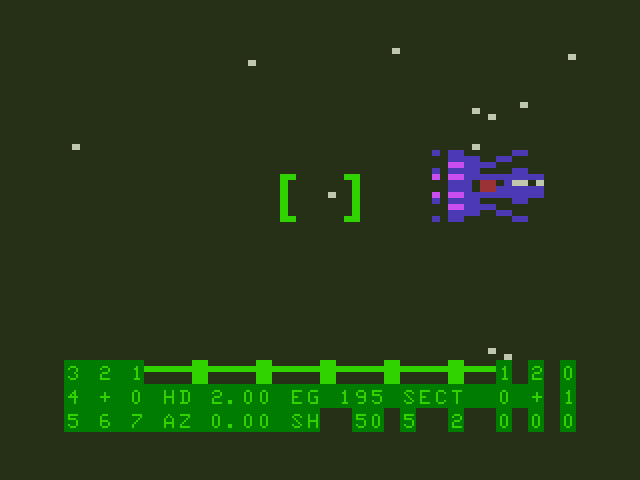Shootout at the OK Galaxy TRS-80 Color Computer Screenshot: Enemy spotted!
