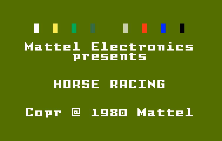 Horse Racing Intellivision Screenshot: Title screen.