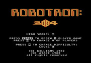 Robotron: 2084 for Atari 5200 - Title screen and game options.