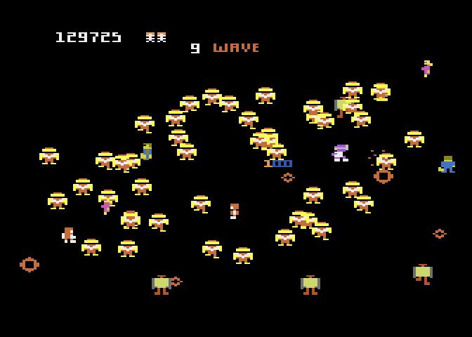 Robotron: 2084 Atari 7800 Screenshot: Help, I'm surrounded!
