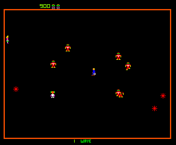 Robotron: 2084 Arcade Screenshot: Game start.
