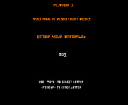 Robotron: 2084 for Arcade - Game over; enter your initials into the high score table!