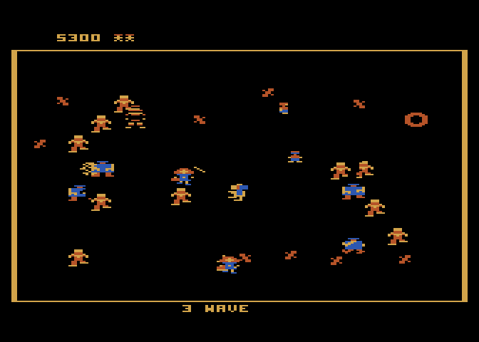 Robotron: 2084 Atari 8-bit Screenshot: The number of robotrons gradually increases...