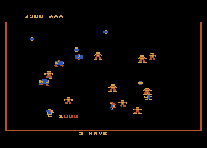 Robotron: 2084 Atari 8-bit Screenshot: 2nd wave start...