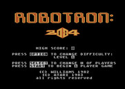 Robotron: 2084 for Atari 8-bit - Title screen and game options.